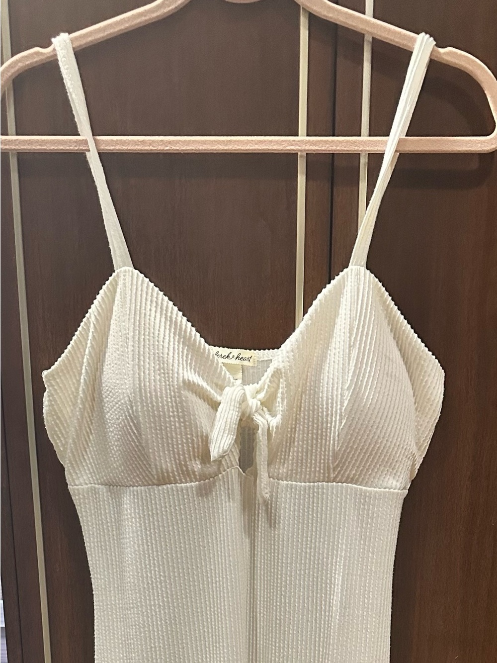 Derek Heart Cream Knit Tie-Front Slip Dress